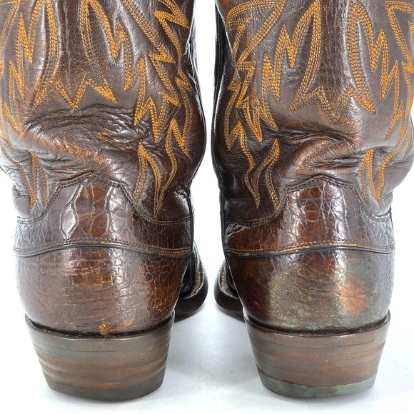 Vintage Exotic Justin Cowboy Boots Mens size 9D Brown Western 9020 White Label - Picture 13 of 16